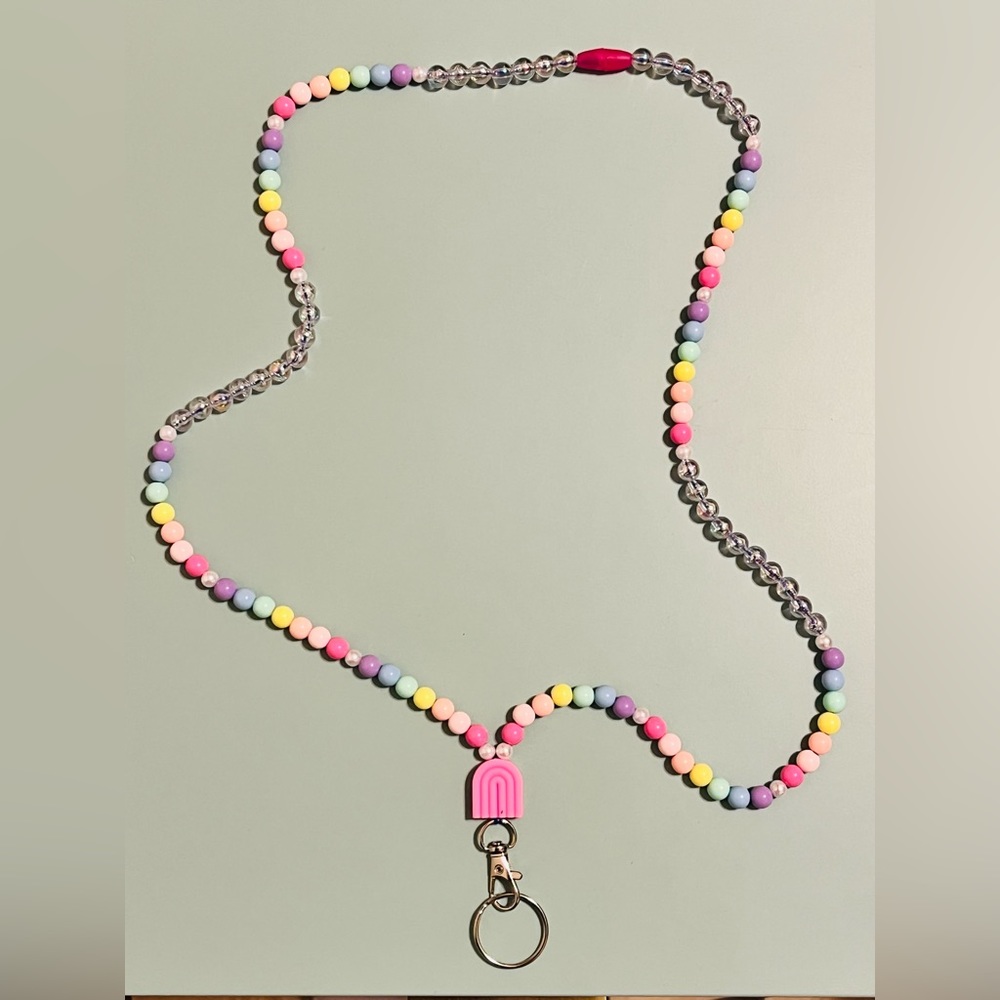 Rainbow Beaded Lanyard